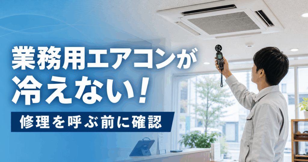 業務用エアコンが冷えない原因を点検する技術者